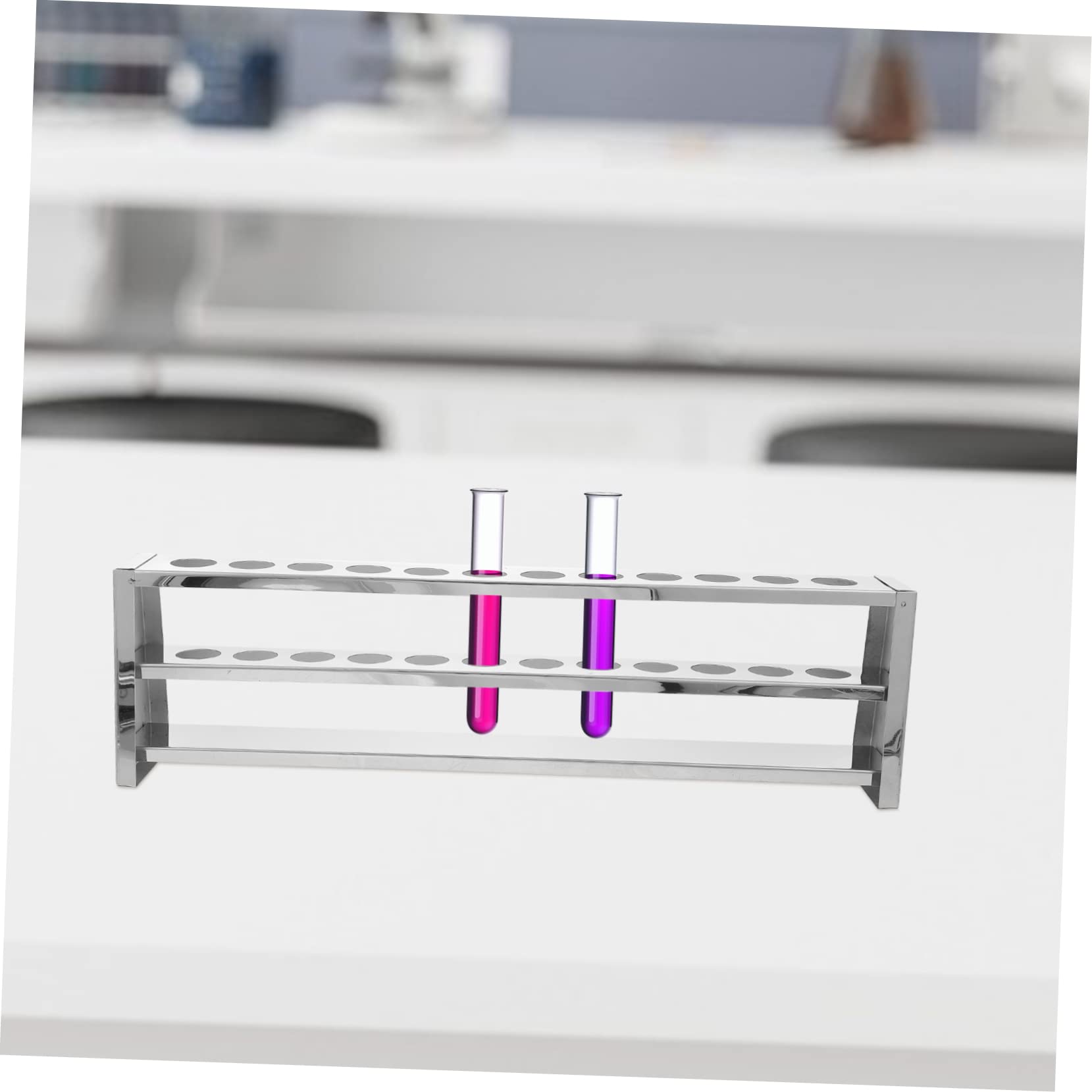Cabilock 2 Pezzi Portaprovette fiala provetta provette con rack supporto per provette per l'asciugatura rack del supporto tubo di prova Acciaio inossidabile Argento