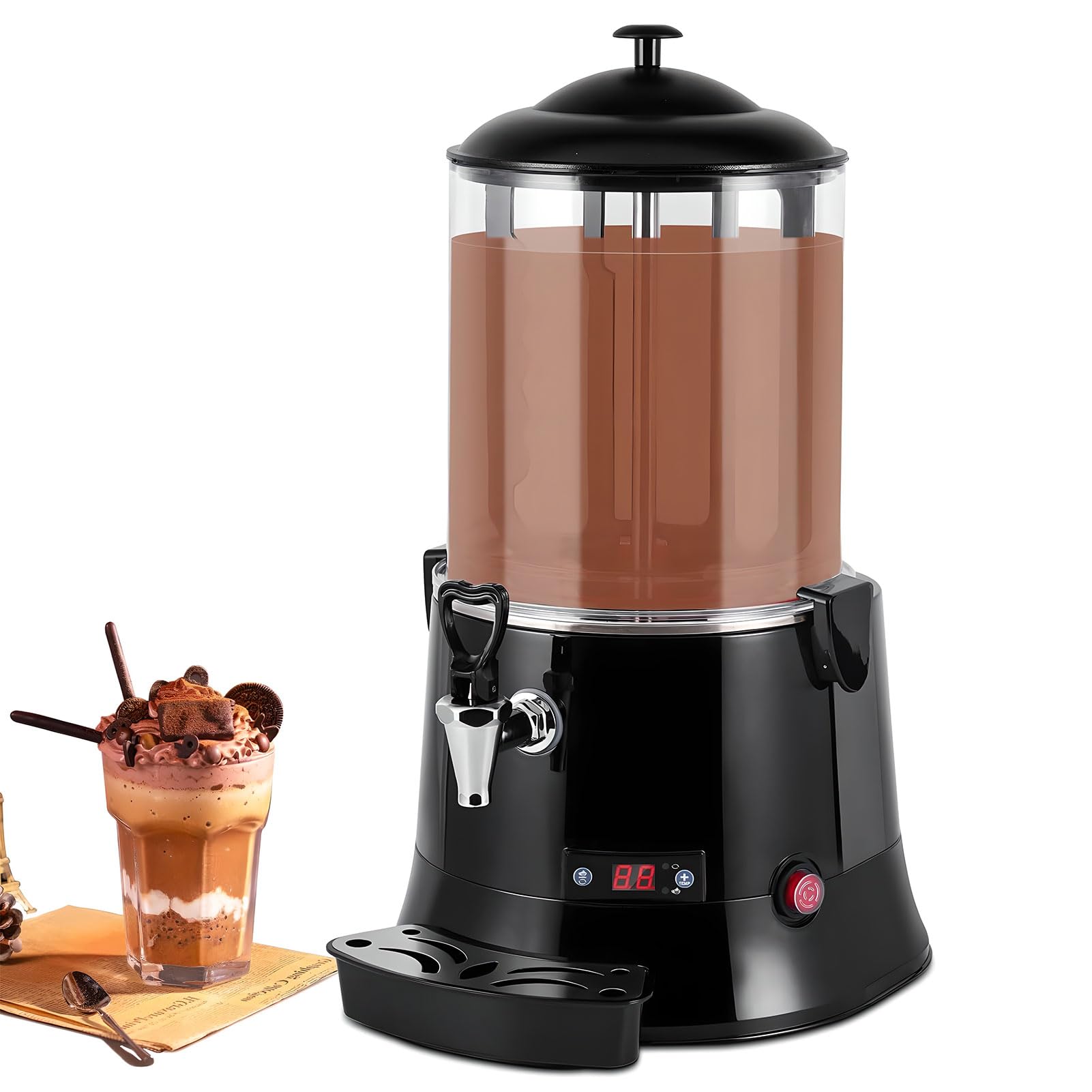 Máquina comercial de chocolate caliente – Máquina de fusión de 400 W con pantalla LED y temperatura ajustable de 30 a 90 ℃ para calentador de bebidas de cacao de 10 L