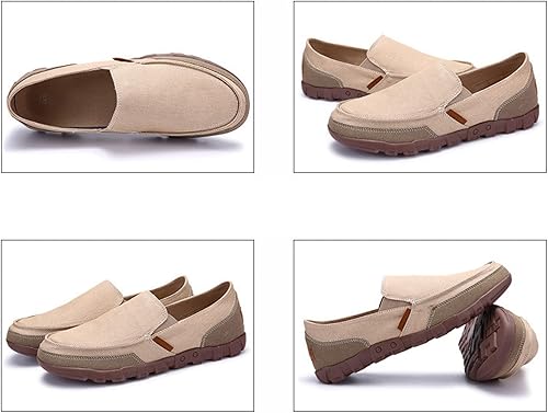 Miniatura 2 de Zapatos náuticos de lona para hombre, estilo casual, vintage, antideslizantes, ligeros, transpirables, con soporte de arco, mocasines para caminar