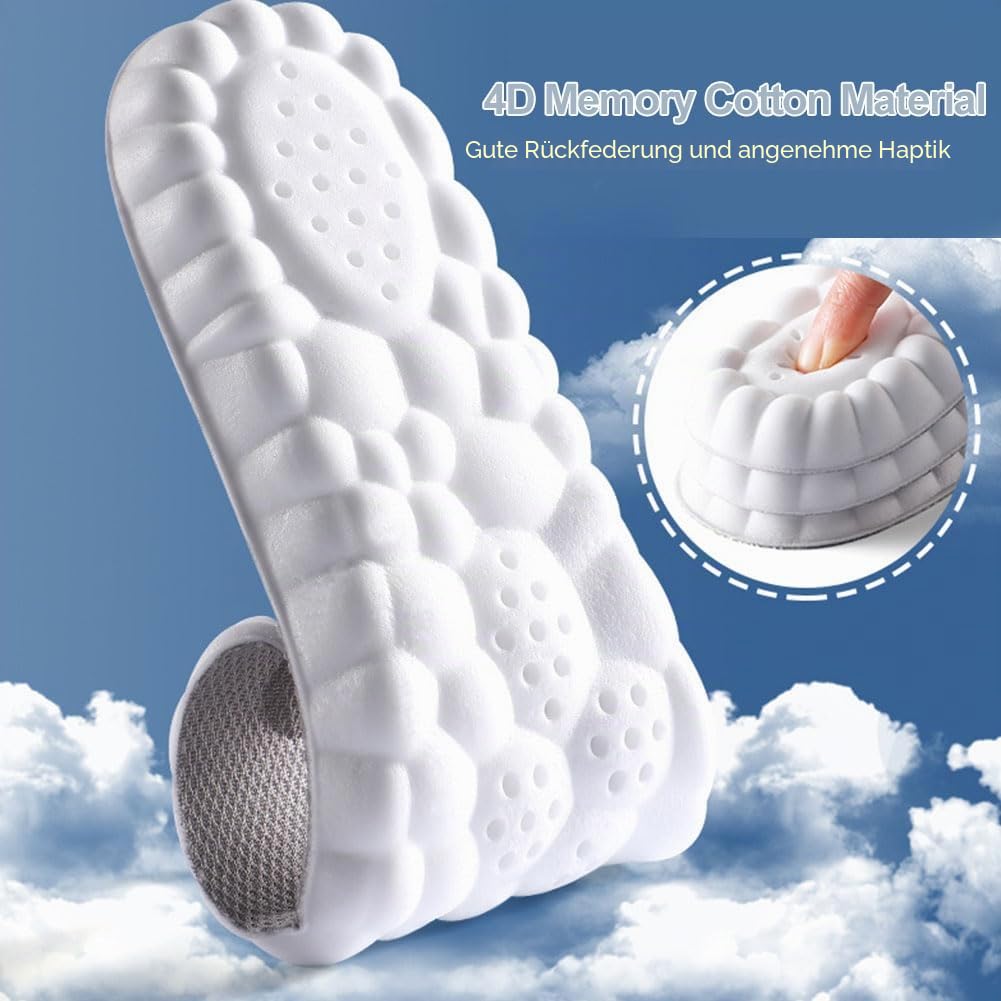 Einlegesohlen aus Memory-Schaum 4D mit Unterstützung des Fußgewölbes, orthopädische Einlegesohlen, Massage-Sohlen, Plantarfasziitis, rutschfeste Sohle, Sportsohle (Orange, 39-40)