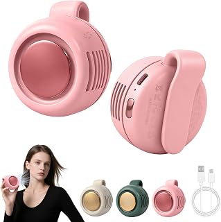 Timeno Portable Clip-On Bladeless Fan, Mini USB Rechargeable 360° Rotatable Fan, 3-Speed Silent Personal Cooling Fan for Outdoor Travel Office (Pink)