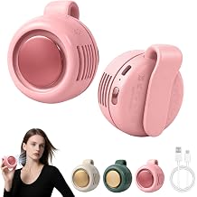 Timeno Portable Clip-On Bladeless Fan, Mini USB Rechargeable 360&deg; Rotatable Fan, 3-Speed Silent Personal Cooling Fan for Outdoor Travel Office (Pink)