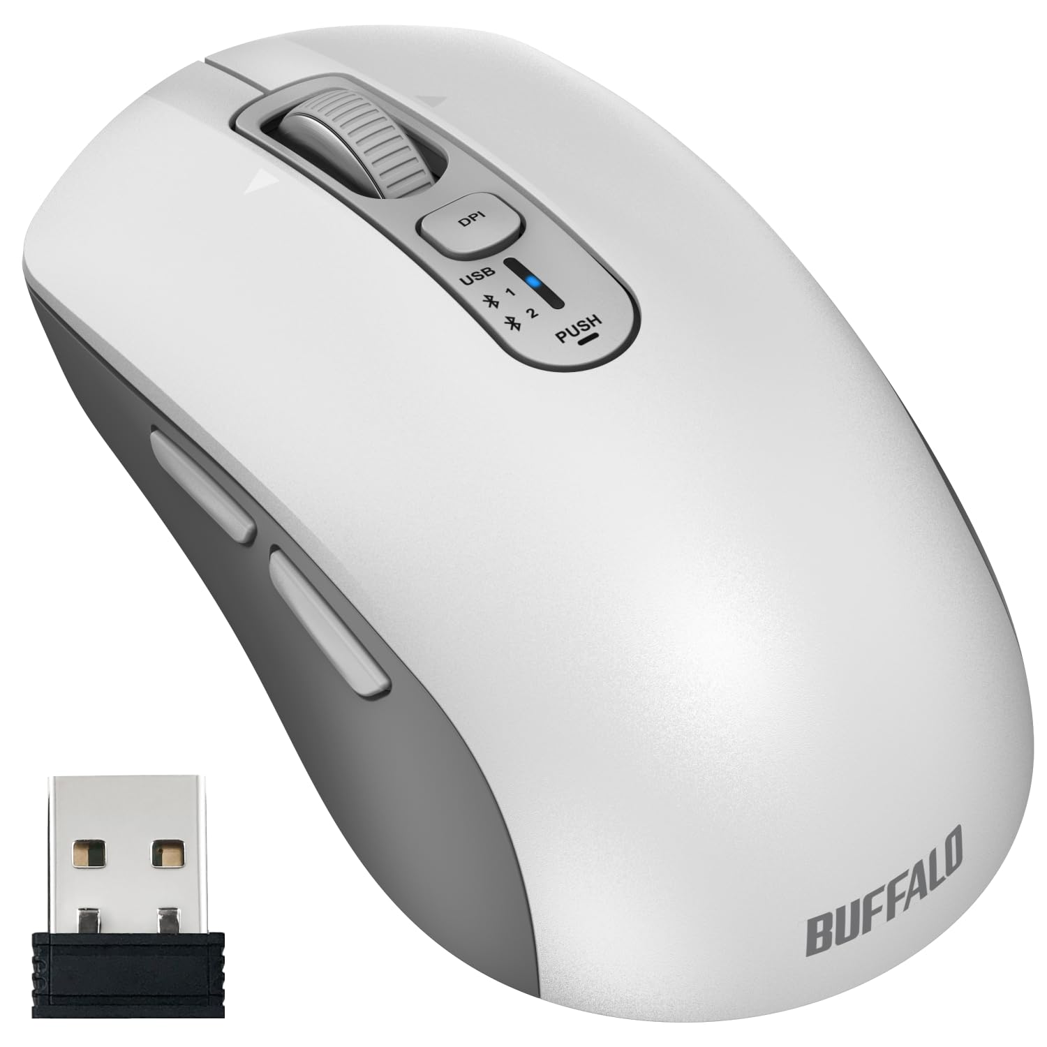バッファロー マウス Bluetooth ワイヤレス 静音 スクロール チルト 5ボタン BlueLED マルチペアリング 3台 BSMBB705WH