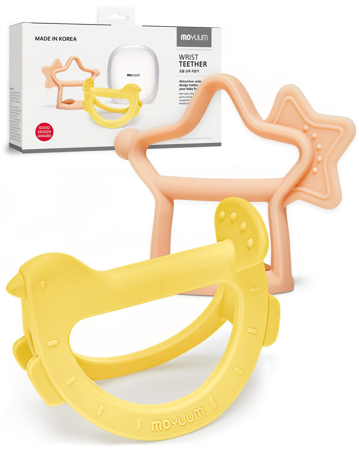 MOYUUM Wrist Teether Gift Set 100% Silicone Wearable Type Baby Chew Toy Baby Gift for Newborn, Roly Poly Toy Silicone Teething Toys for Infant and