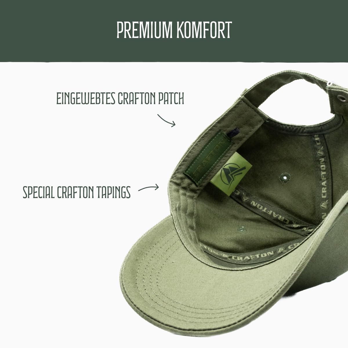 Crafton Spruce Polo Cap – Baseball Cap – Unisex – Traspirante – Regolabile individualmente – per uomo e donna, Oliva, XS-XXL