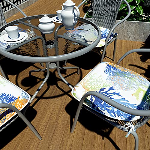 Lvtxiii Outdoor Seat Cushions D16Xw17 Inch Patio Chair Pads U-Shape Colorful Design For Indoor Outdoor Patio Furniture Garden Home Set Of 4, Seascape Coral #TOP6