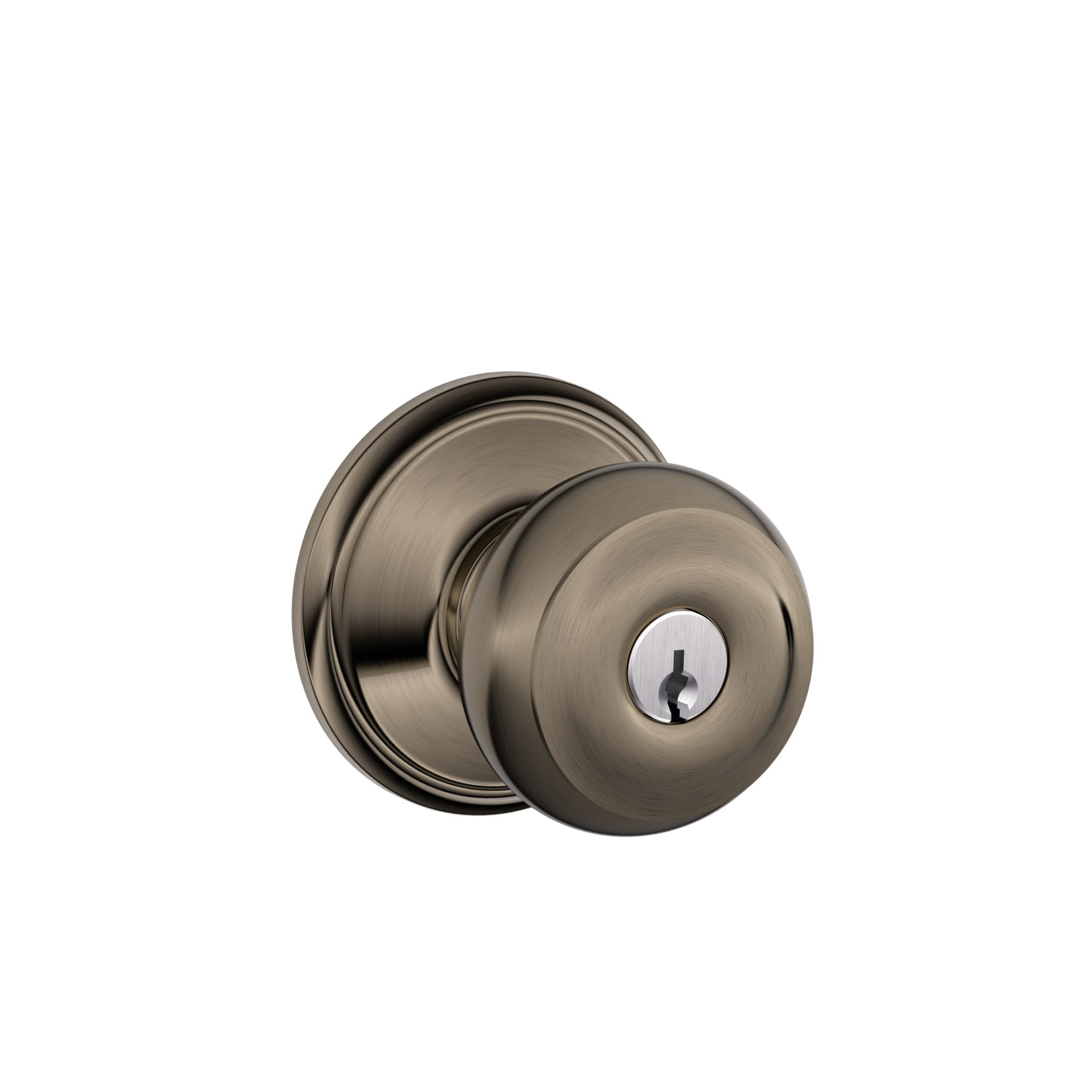 SCHLAGE F51A GEO 620 Georgian Knob Keyed Entry Lock, Antique Pewter