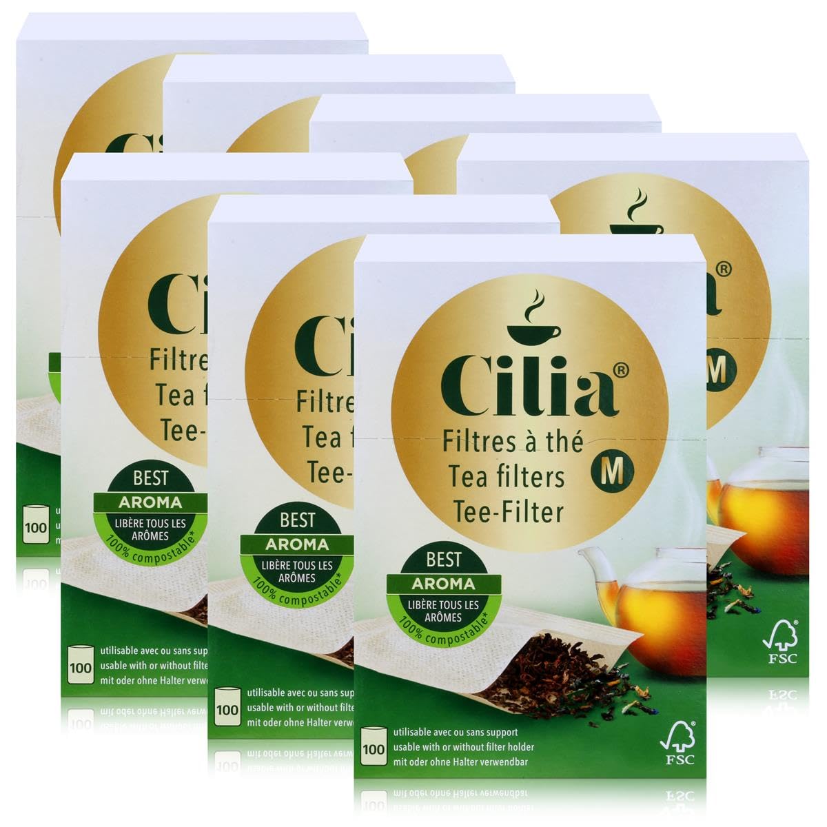 CILIA® Teefilter 100Stk. Grösse M mit/ohne Halter verwendbar ( 7er Pack )