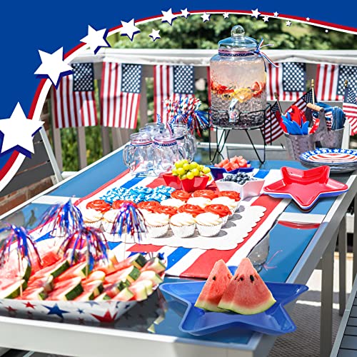 60 Pcs Patriotic Star Shaped Plates 4Th Of July Dessert Plate Red White Blue Reusable Plastic Snack Tray Platter For Cookies Chips Independence Day Memorial Day Veterans Day Party Supplies, 11 Inch #TOP6