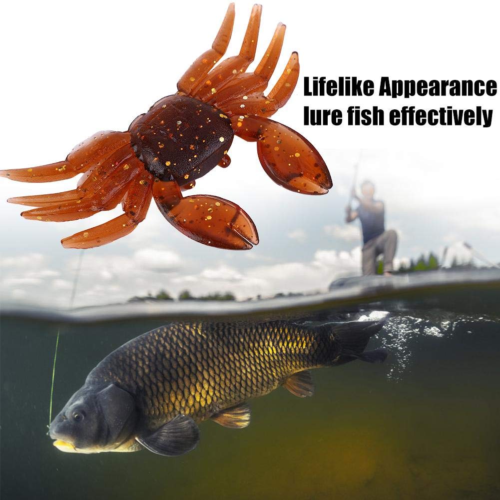 PRATYAHARA Lot De 10 Leurres Crabes 3D – Appâts Souples Avec Boucle, Couleurs Aléatoires, Eau Douce/salée, Pointes Acérées
