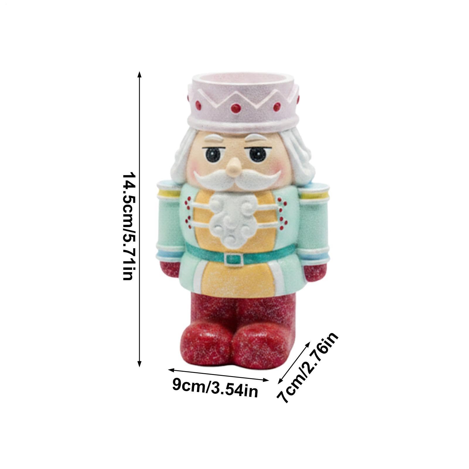 Portavelas De Navidad Figurina de Resina para Centro de Mesa | Portavelas de Vela de Té de Cascanueces de Navidad para Mesa, Estantería, Salón, Comedor, de Navidad