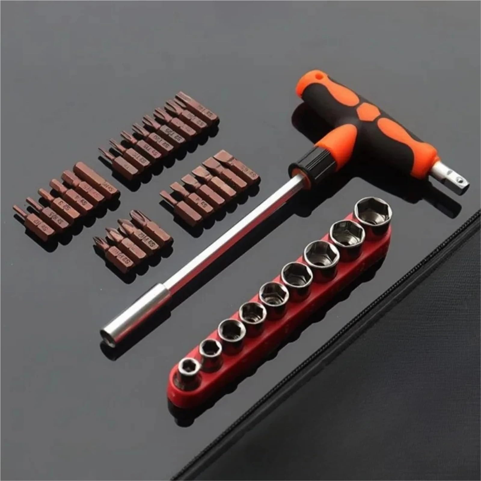 Zestaw z nacięciem krzyżowym i prostym w kształcie litery T, łbami sześciokątnymi śliwkowymi Zestaw przedłużek(Hand Tool Set 10PCS)