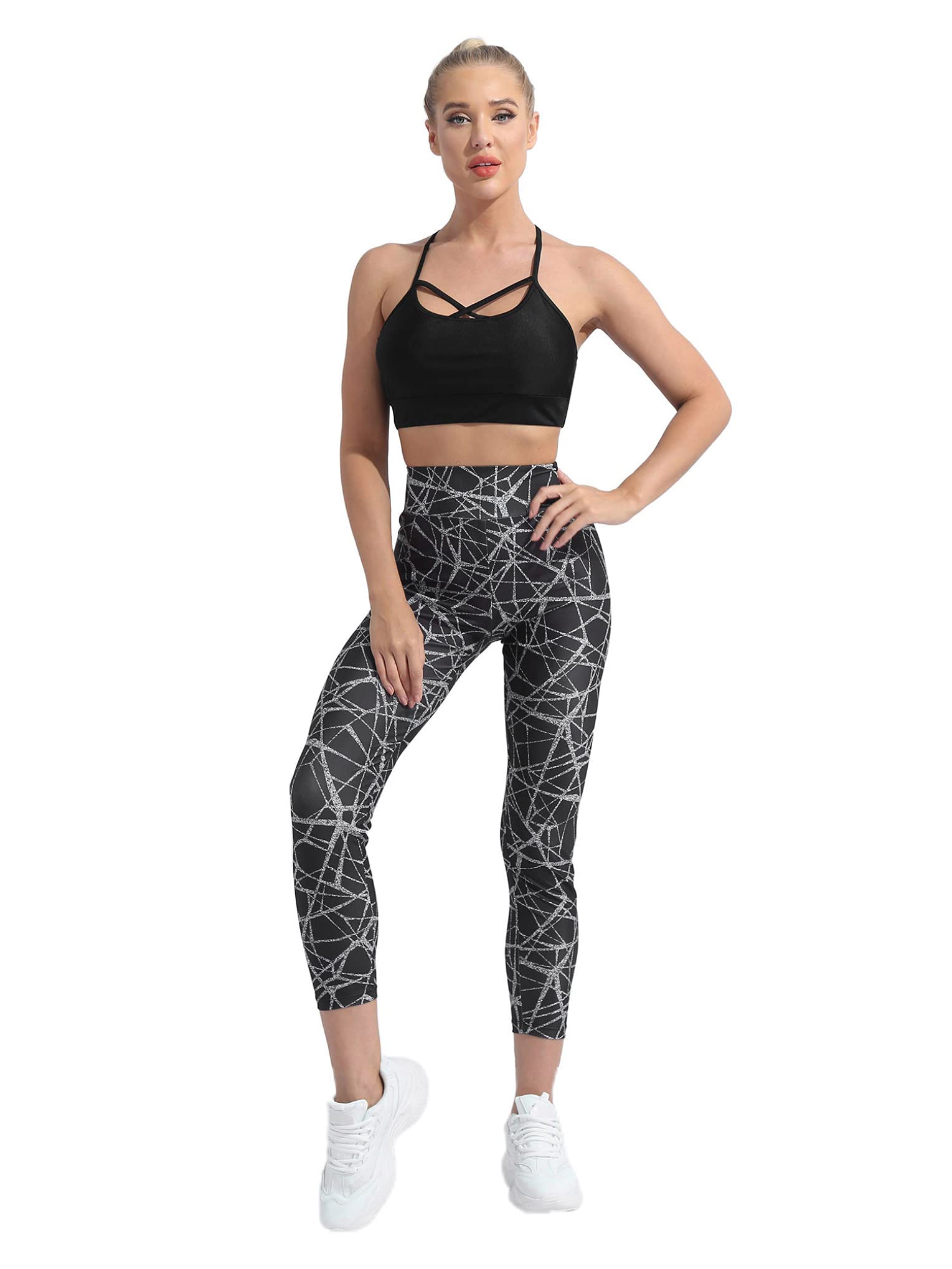 Hansber Womens 2 Pieces Summer Activewear Yoga Fitness Running Sport Sets Racerback with Long Leggings