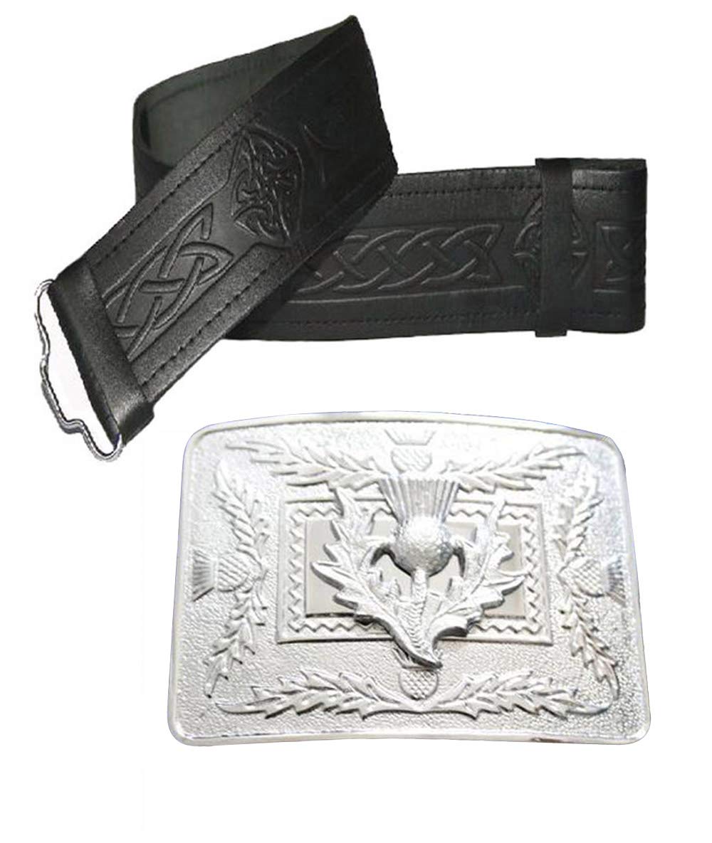 Leather Kilt Belt and Buckle - Many Sizes and Designs to choose from