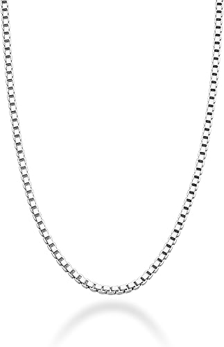 Miabella Solid 925 Sterling Silver Italian 1mm Box Chain Necklace for Women, Made in Italy