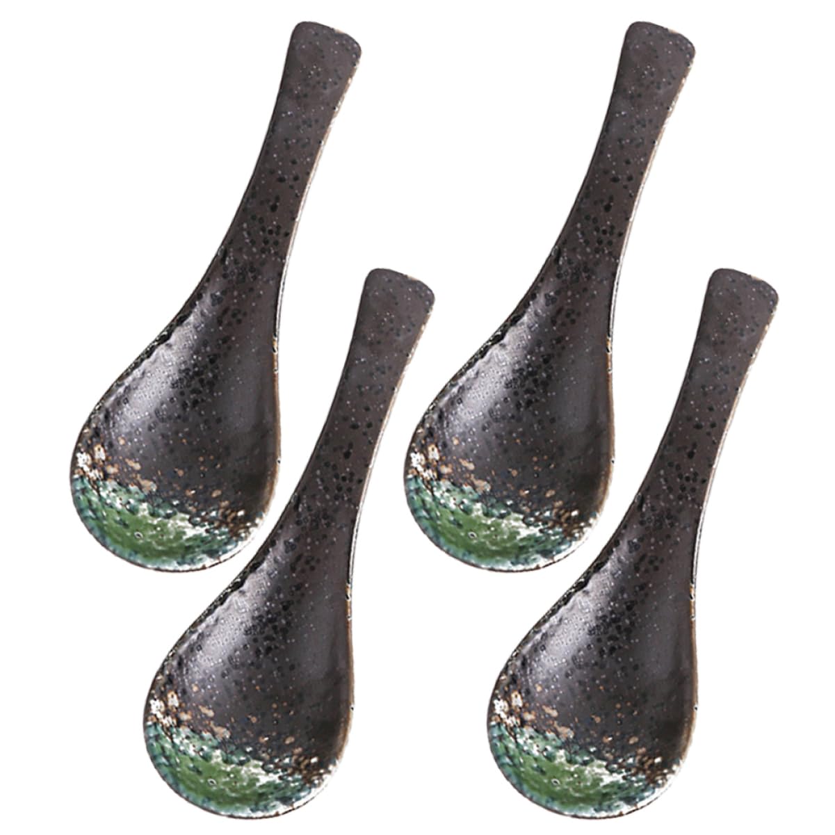 SOLUSTRE 4Pcs Ceramic Ramen Soup Spoons Lightweight Food Spoons for Soup Porridge and Dumplings Practical Asian Tableware for Home and Restaurant Use