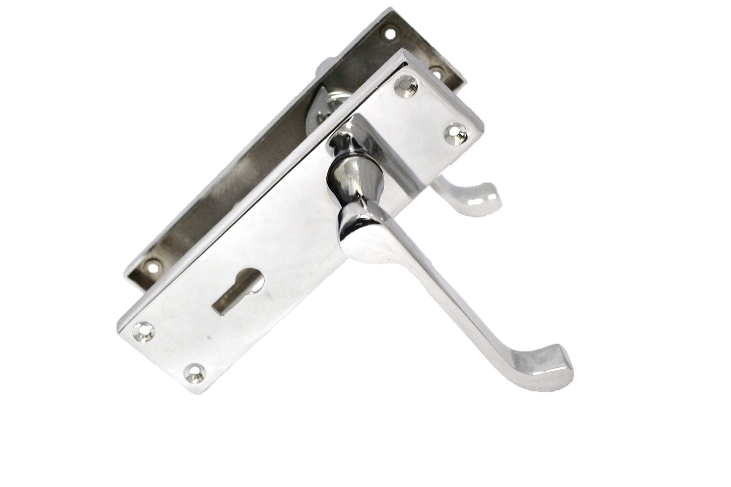 Haven Heritage Door Handles with Keyhole - Victorian Scroll Door Handles for Bedroom Lock, Room Lock for Bedroom, External Door Handles, Interior and Front Door Handles for Wooden Doors - Chrome