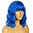 LANCAINI Short Bob Wavy Wig with Bangs for Women Loose Curly Shoulder Length Synthetic Cosplay Wig Bob for Girl Colorful Costume Wigs (Blue)