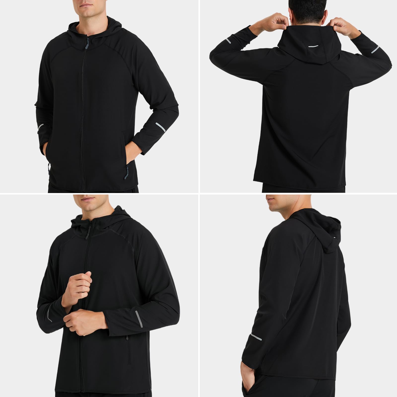 Chaqueta Deportiva Cortavientos Hombre Alta Visibilidad Manga Larga Bolsillos Cremallera