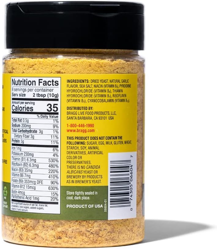 Bragg Premium Nutritional Yeast Flakes Dairy Free Seasoning Vegan, Gluten Free Good Source