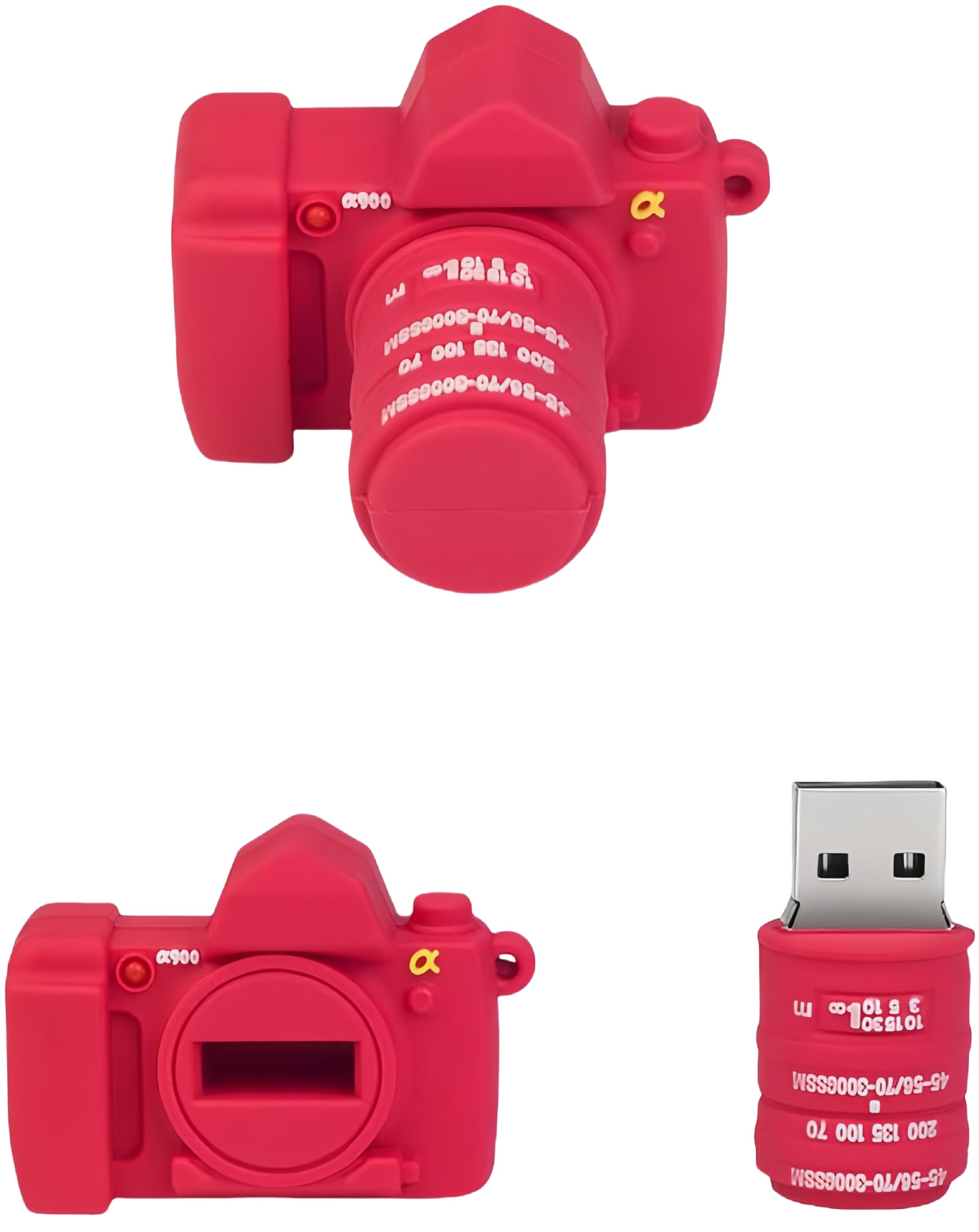 Ecoodisk 64GB USB 2.0 Flash Drive Cartoon Novelty Camera Memory Stick Silicone Rubber Pendrive Red, 64GB-camera-red2.0
