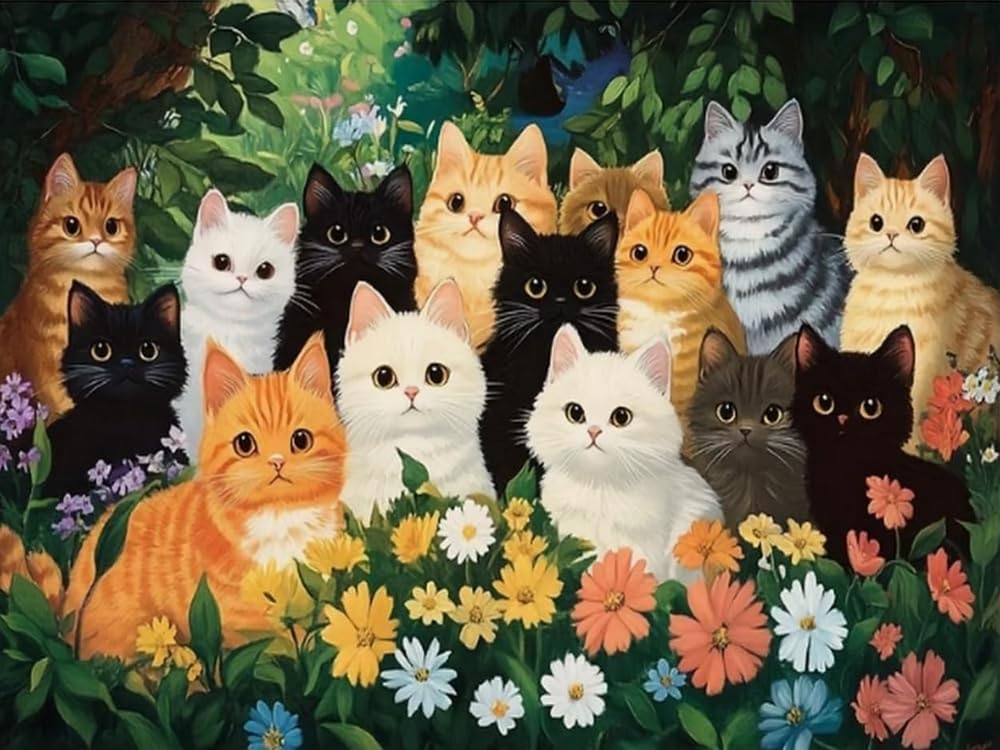 GLTEYACO Embroidery Cross Stitch Kit Adorable Kitten 11CT Stamped Cross Stitch Kits DIY Adult Beginners for Pre-Printed Needlepoint Crafts 40x50 cm