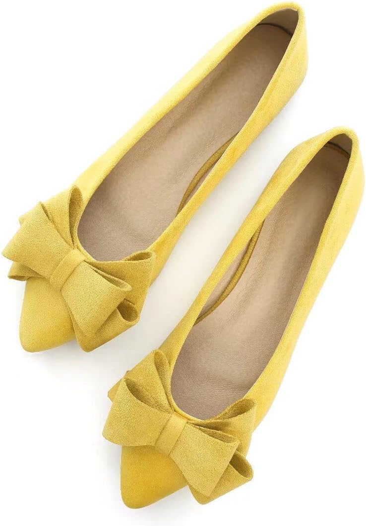 TN TANGNEST Women Fashion Bowknot Flats Comfort Pointed Toe Dress Shoes
