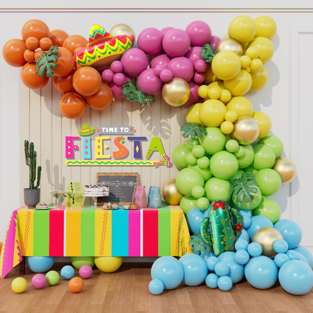 DIY Mexican Fiesta Balloon Garland Arch Kit for Cinco de Mayo Summer Theme Party Taco Bout a Party Birthday Bachelorette Baby Shower Bridal Shower Party Decorations (Fiesta)