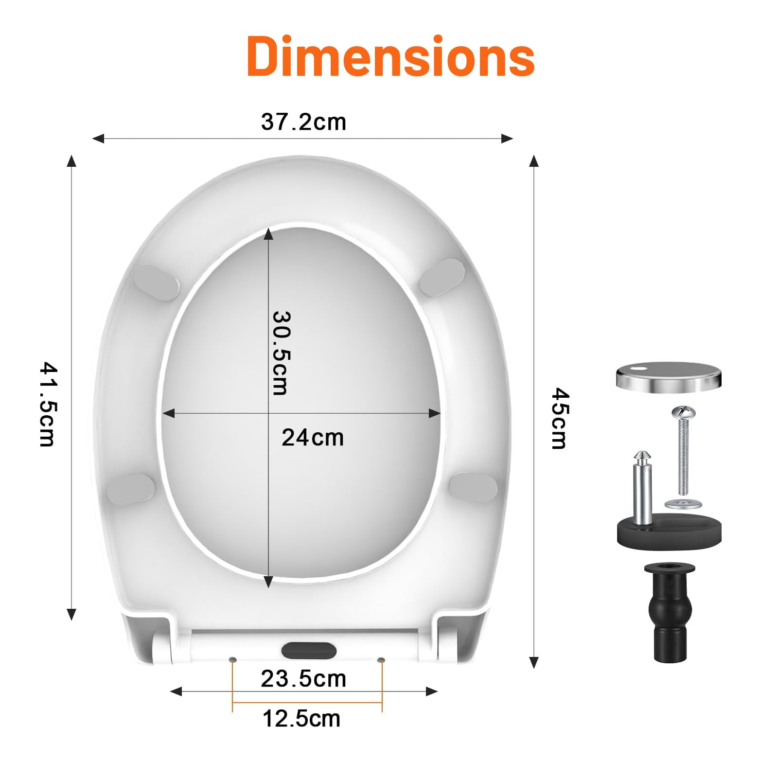 SURFOU Abattant WC Forme O, Lunette de Toilette Blanche Universelle avec Frein de Chute, Abattant Wc Design Antibactérien et Facile à Nettoyer, Peut Supporter 150 Kg, Blanche