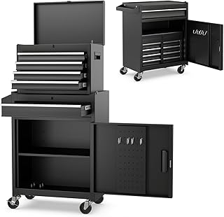 ERGOMASTER 5-Drawers Rolling Tool Chest Cabinet High Capacity Tool Storage Cabinet with Wheels and Locking System, Removable Toolbox Organizer with Sliding Drawers (Standard 5 Drawers，Black)