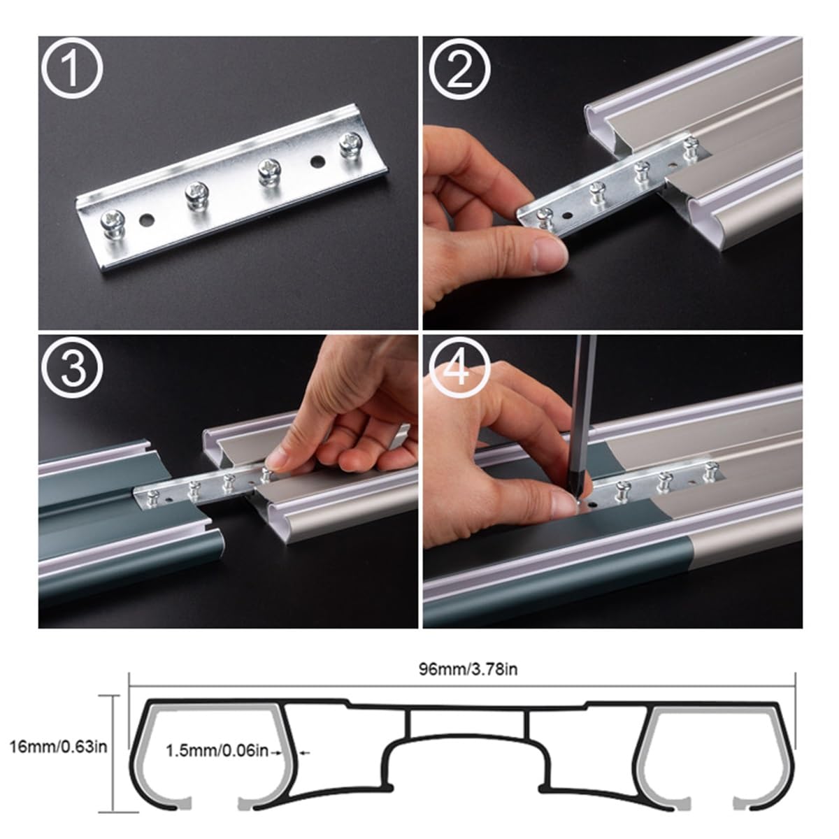 Binario per Tende Doppia Fila, Binario Tenda Scorrevoli con Rulli Silenziosi Bastone per Tende In Alluminio da Soffitto Completo di tutti gli accessori per la casa in Ufficio divisore(Oro,250CM)