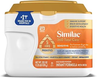 Similac 360 Total Care Sensitive Infant Formula Powder 20.1oz Tub - 5 HMOs for Fussiness Gas Lactose Sensitivity