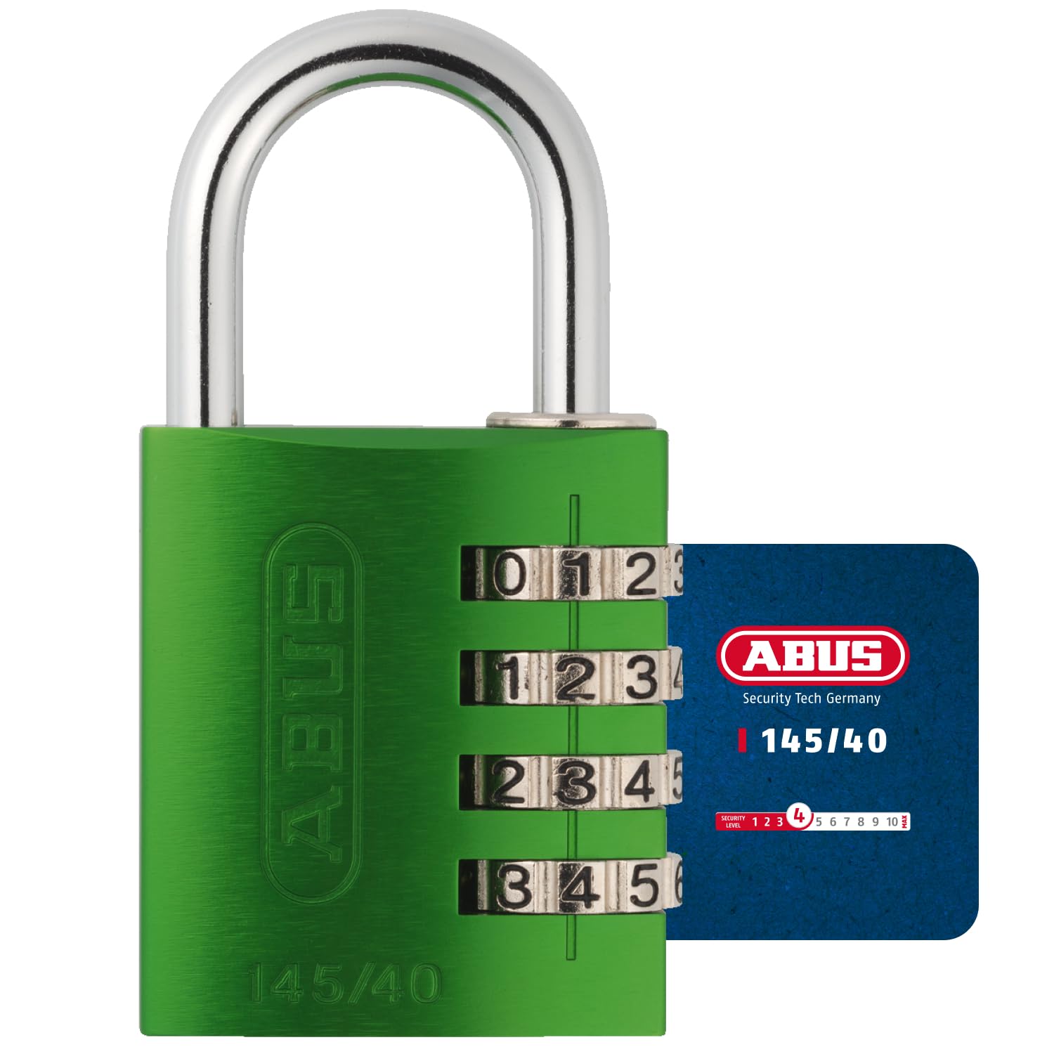 ABUS Candado de combinación 145/40 verde - candado para maletas, taquillas y mucho más - candado de aluminio - código numérico personalizable - nivel de seguridad ABUS 4
