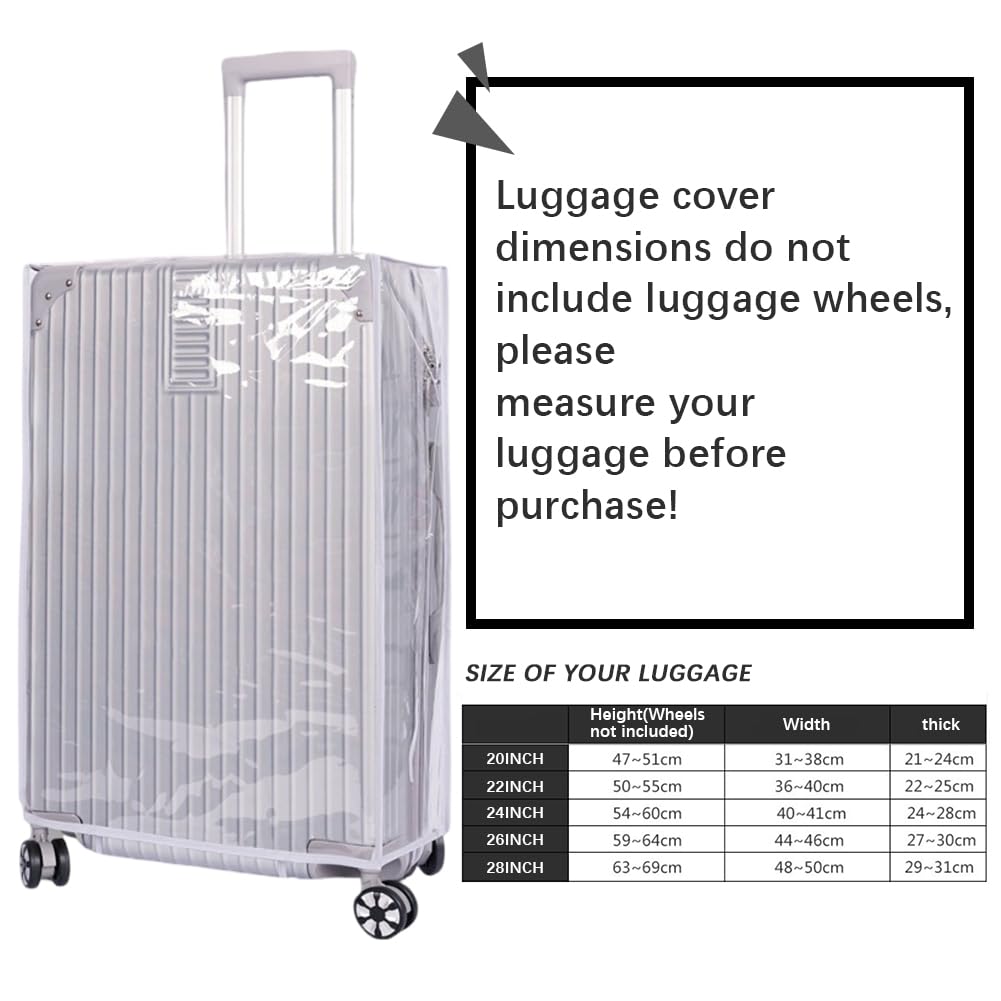Housse de Protection Transparente en PVC pour Valise de .16 x 9.33 x 17.72cm (5) cm Imperméable Transparente Argentée Épaisse Accessoire pour Valise à roulettes