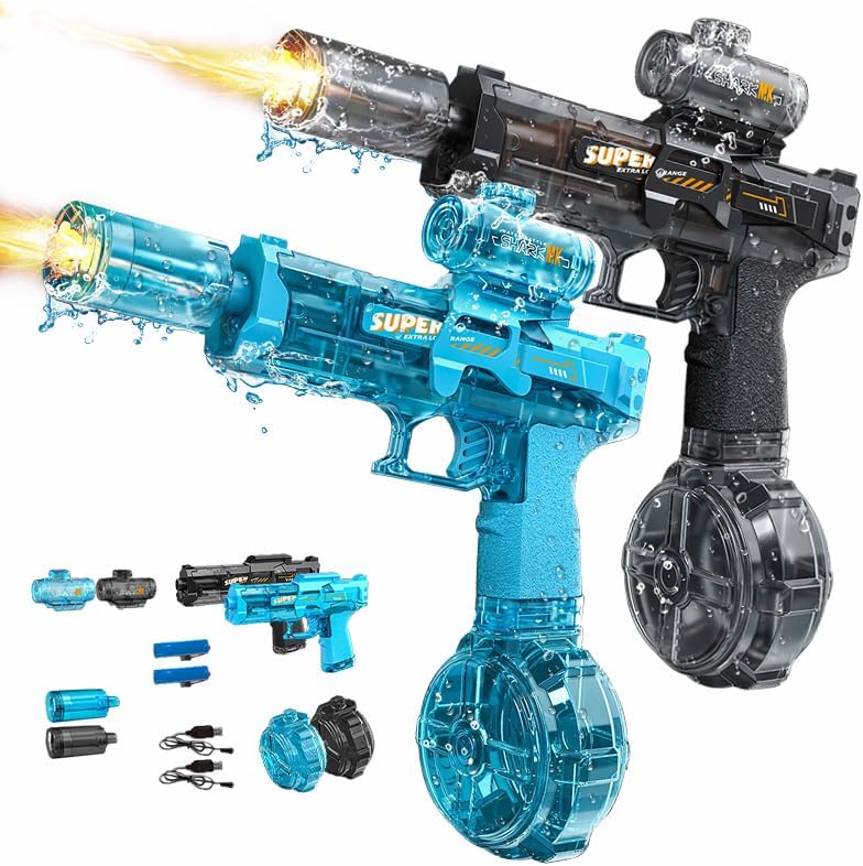 Electric water gun with 26ft range and high-capacity drum