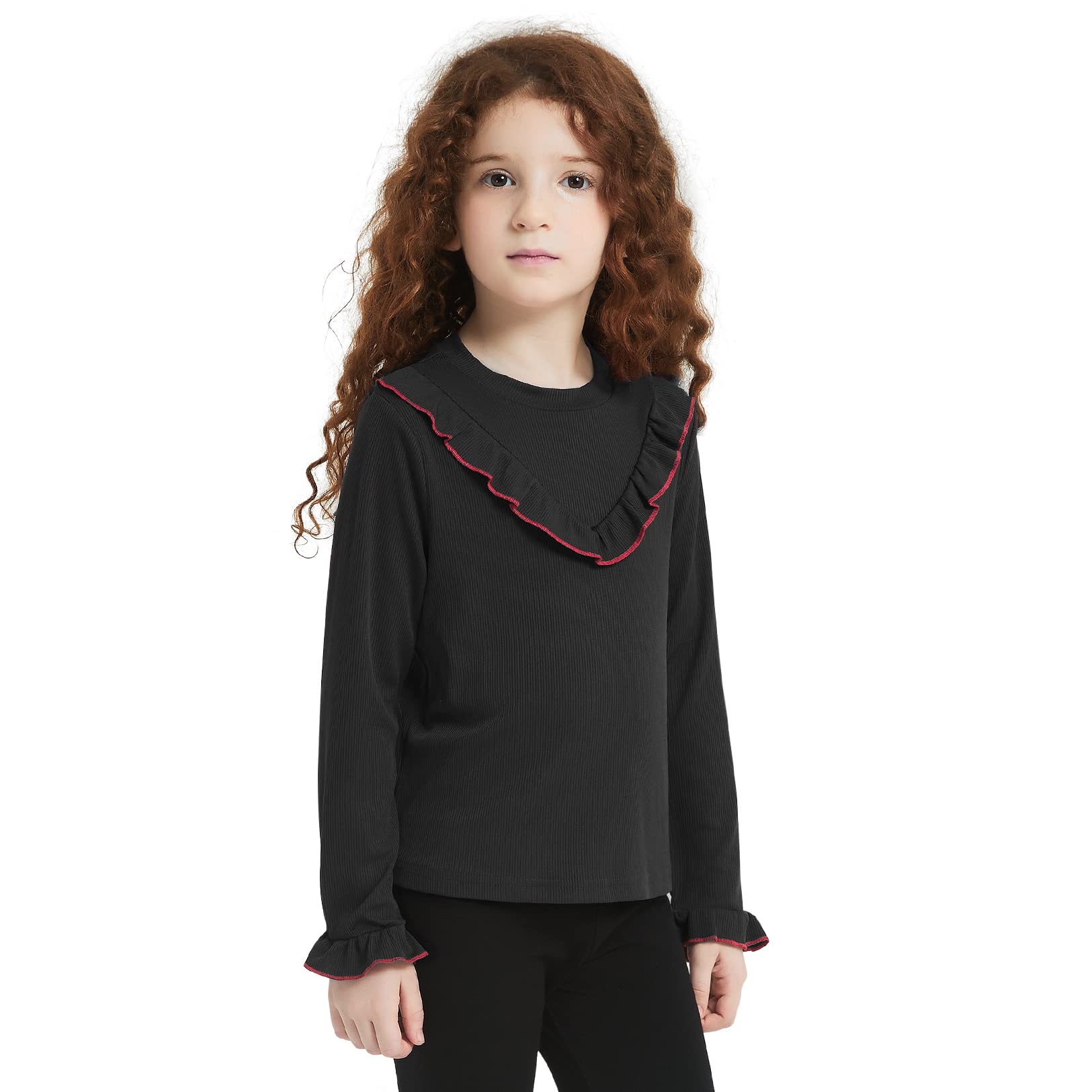 Mirawise Girls Rib-Knit Sweaters Pullover Light Weight Sweater Shirts Top Blouses 6-13Y