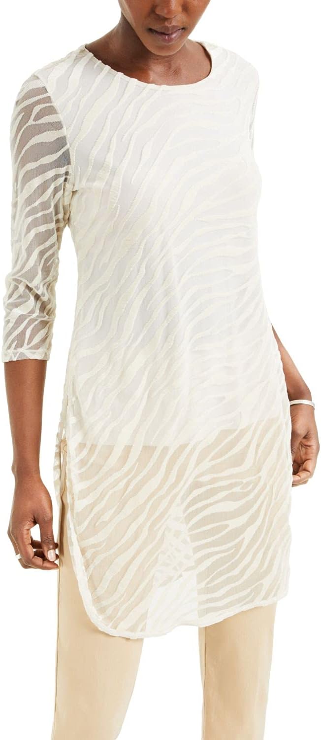 Alfani Womens Zebra Print Tunic Blouse