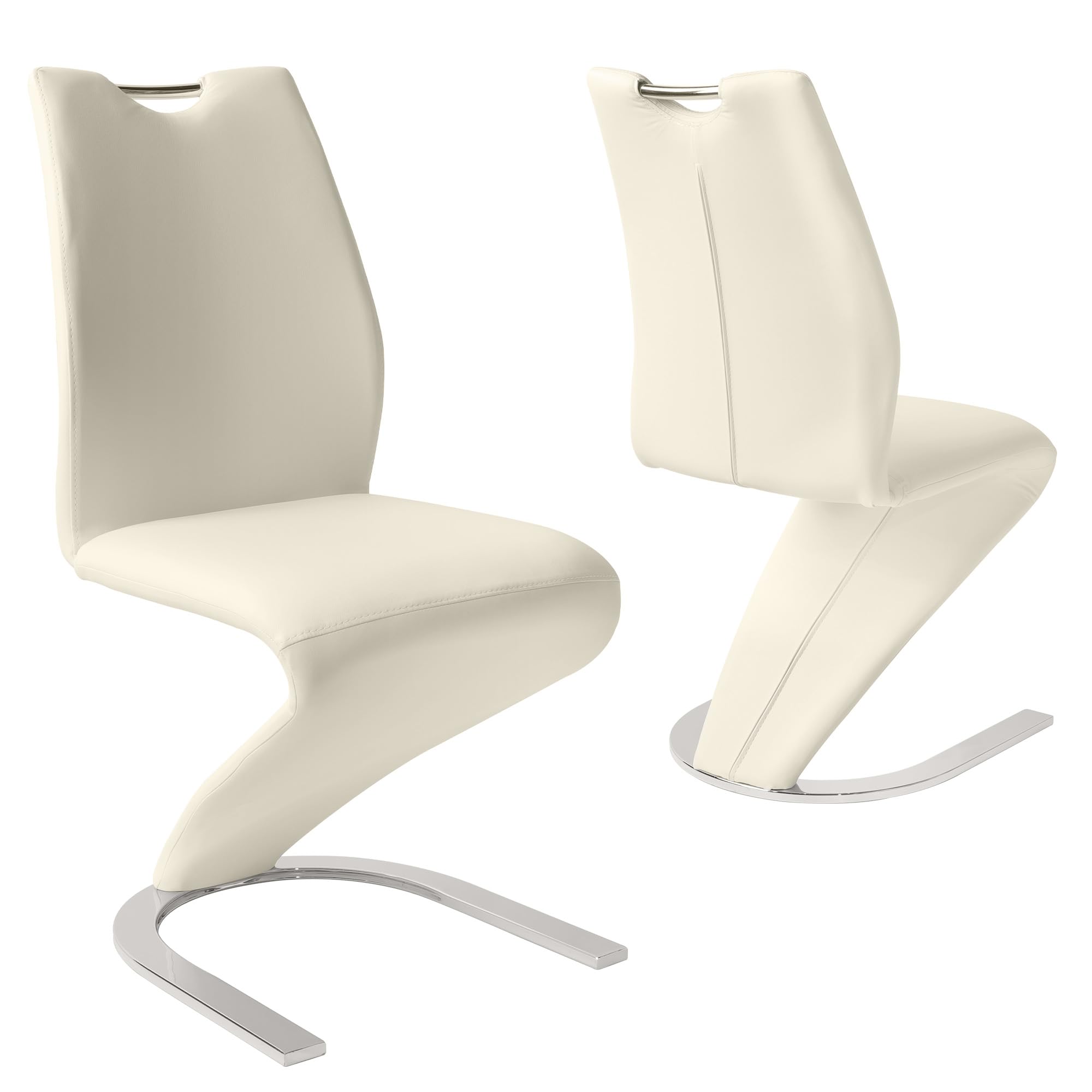 jiexi Mermaid Sedie da pranzo set di 2, moderna cucina Sedie da pranzo Poltrone laterali imbottite senza braccioli in PU cuoio cuscino sedile e robuste gambe in metallo (2-bianco)