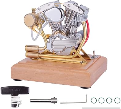 Engine Model Kit, Engine OHV 4.2CC Engine Kit, 4 Stroke Motorcycle Engine Motor Model, V-Twin 2 Cylinder Engine Kit, Physics Experiment Gift RTR Version