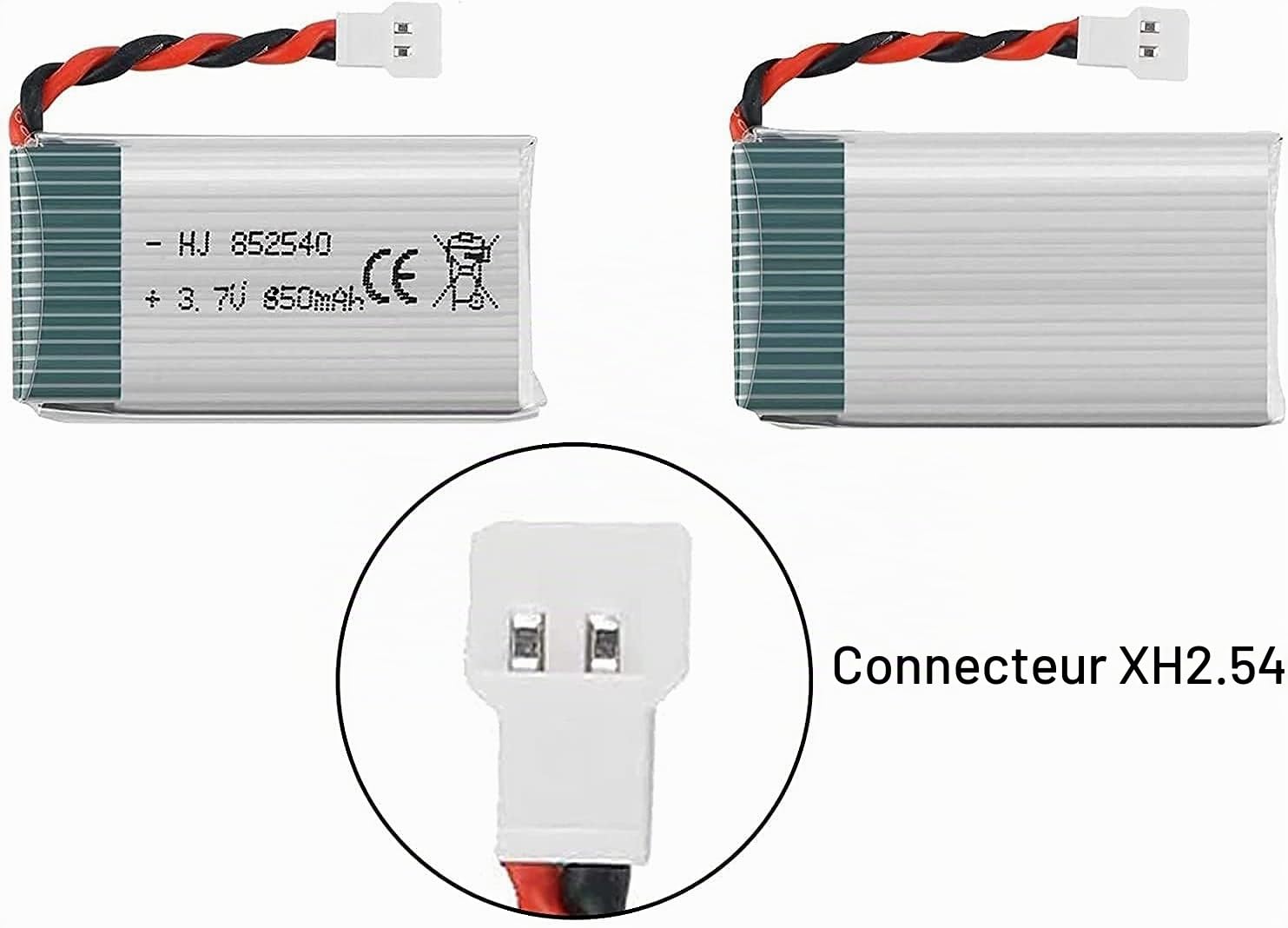 YUNIQUE GREEN-CLEAN-POWER - Pack 4 Batteries Li-po 850mAh 3.7V 25C pour Drones Syma X5SW X5SC | Chargeur Inclus | Léger et Durable, Argent | 48x25x14 mm - 20 GR
