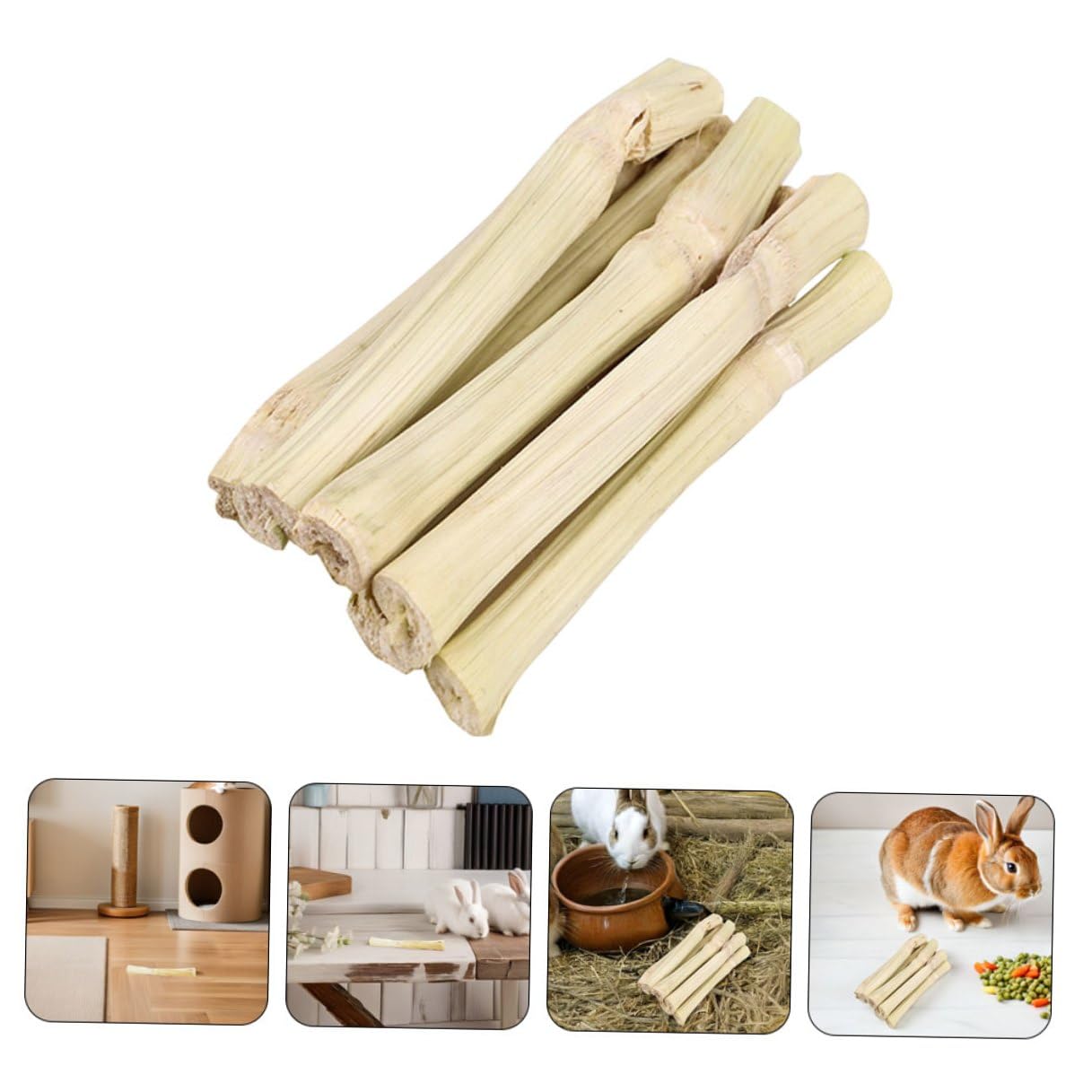 VANZACK Bâtonnets à Mâcher Bambou Naturel pour Lapins et Petits Animaux Friandises Saines pour Dents Jouets pour Rongeurs comme Cobayes Hamsters et Chinchillas