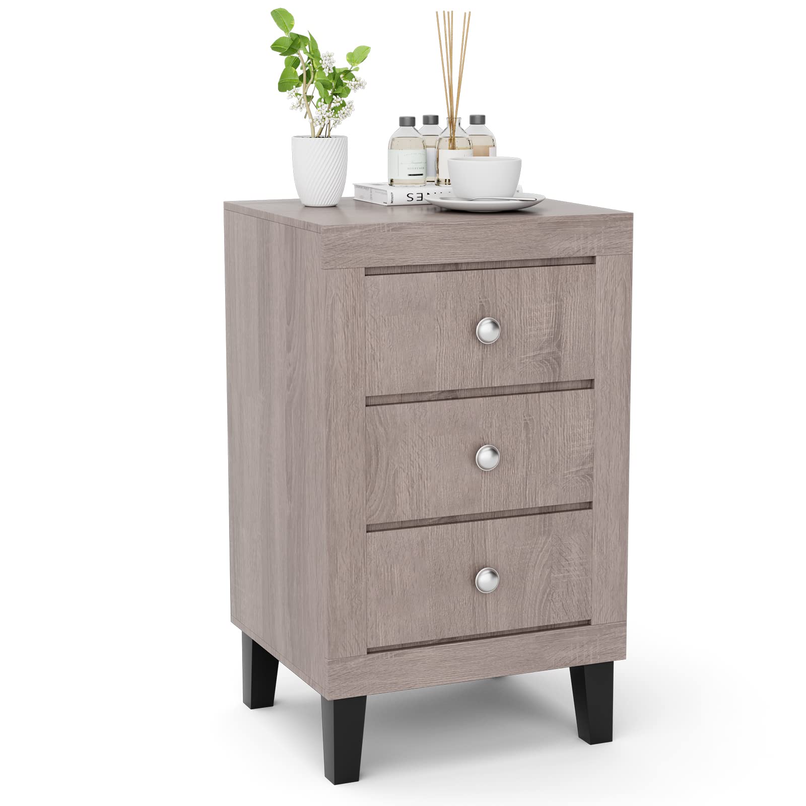Amazon.com: Giantex Nightstand with 3 Drawers, 26.5