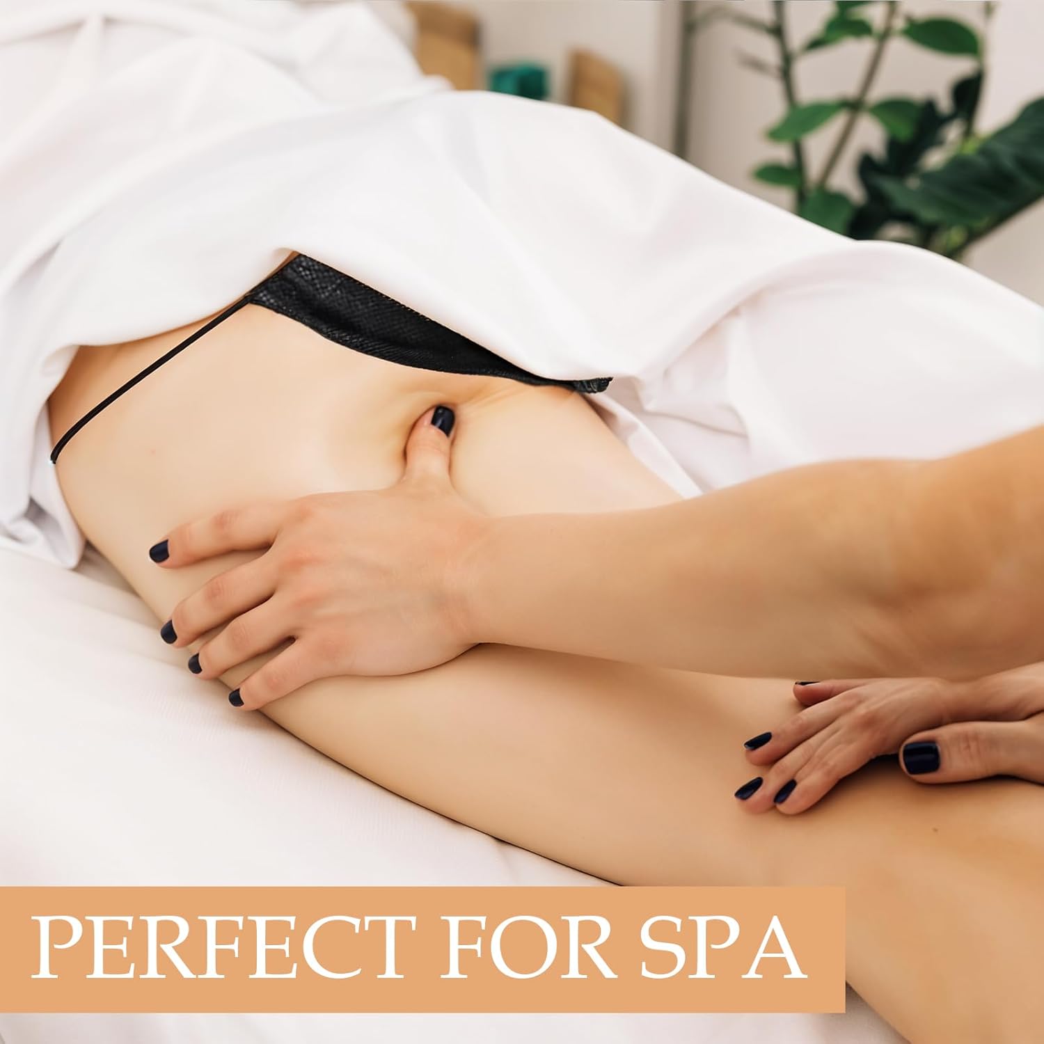 200 Pcs Disposable Thongs Panties, Women Spa Disposable Underwear Breathable Non-woven Fabrics T Thong, Black T-String Panties for Women Spray Tanning Wraps, Individually Wrapped - Image 7