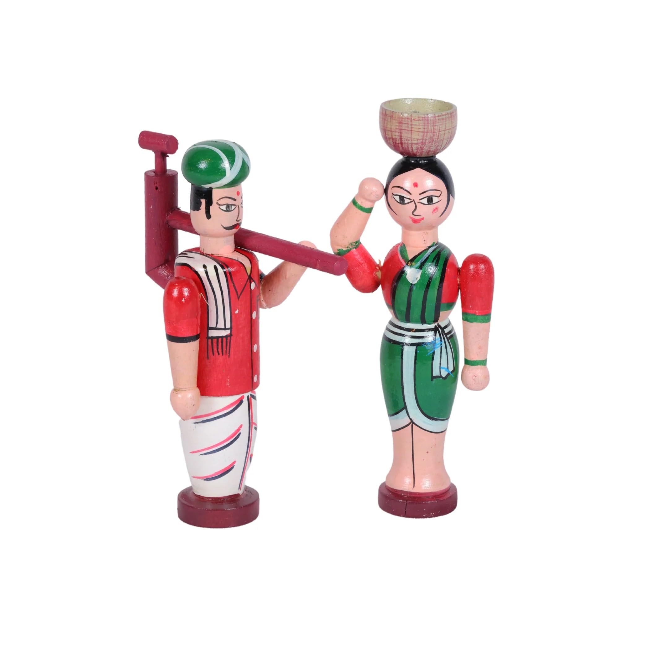 Channapatna Toys Wooden Farmer Couple Dolls Toys for Kids (3 Years+) 5 inch Multi Color- Set of 2 pcs - Learning The Professions (B0DFQHQGKF) Amazon Price History, Amazon Price Tracker