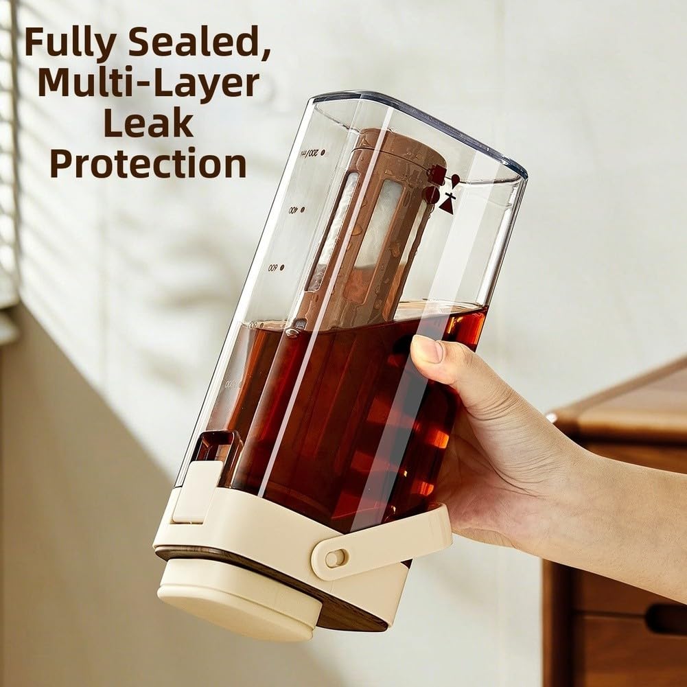 Yhenlovtt Cold Brew Kaffeemaschine, 1000 ml, Krug mit abnehmbarem 350 Mesh-Filter und auslaufsicherer Dichtung für kaltgebrühten und Eistee (Kaffeefarbe)