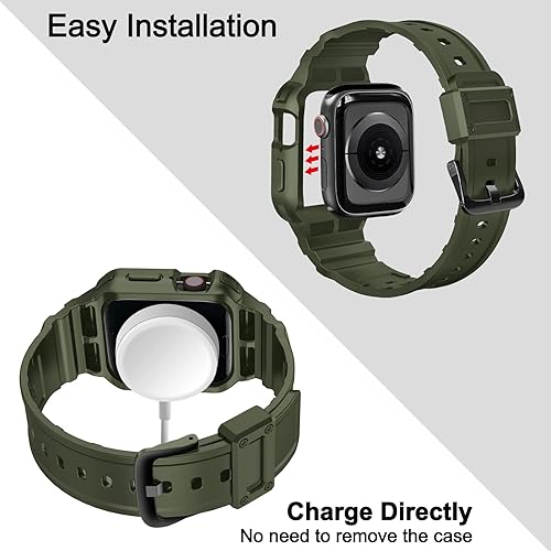 Miniatura 3 de Correa con funda compatible con Apple Watch de 1.772 pulgadas, 1.732 pulgadas, 1.654 pulgadas, iWatch Series 8 7 SE 6 5 4 3 2 1, correa deportiva