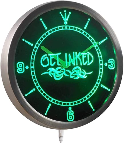 Miniatura 3 de ADVPRO nc0303-b Reloj de pared LED con letrero de neón para tienda de tatuajes