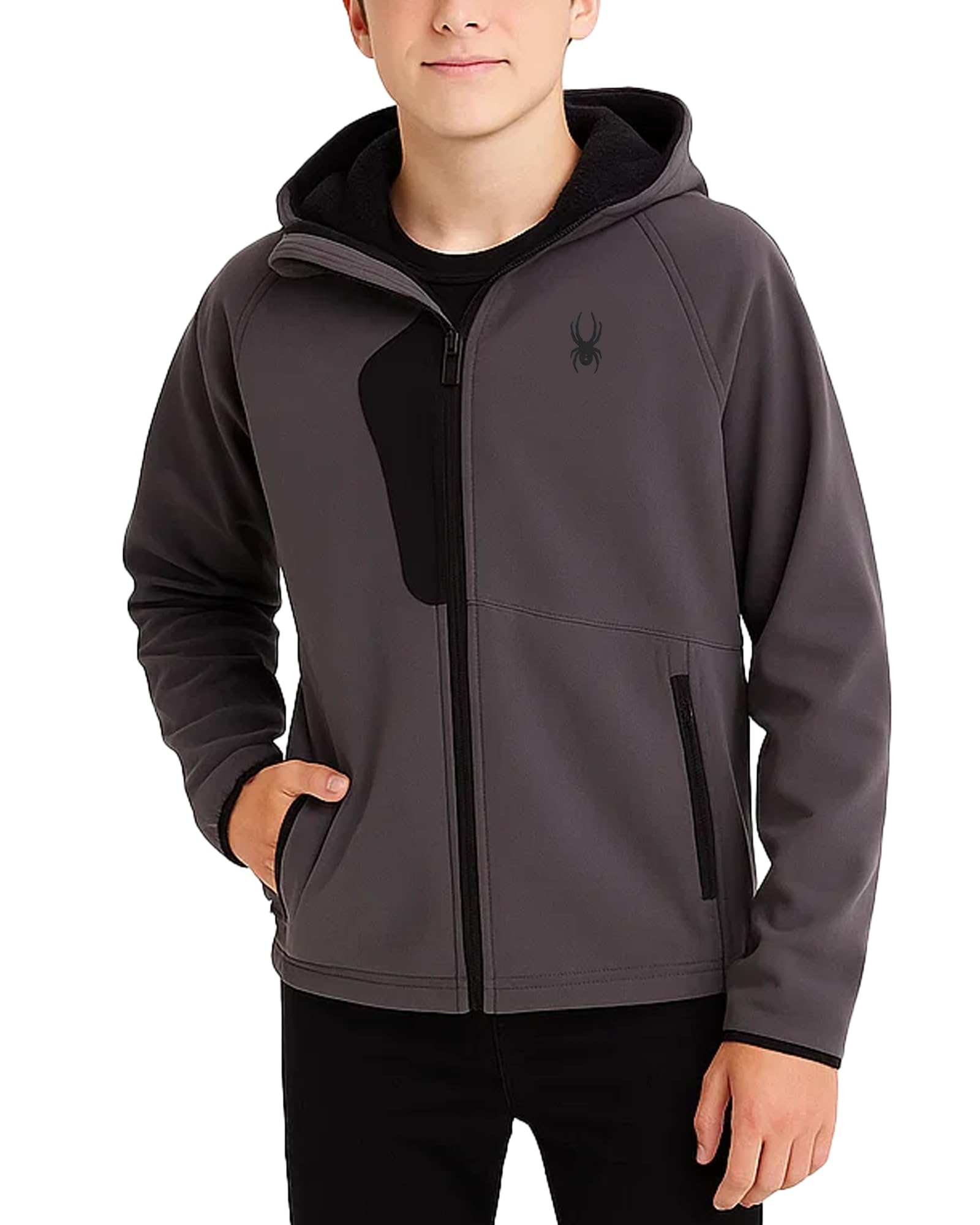 Spyder Boys Softshell Jacket - Cozy Insulated Fleece Lined Softshell Winter Coat Hooded Windbreaker Jacket for Boys