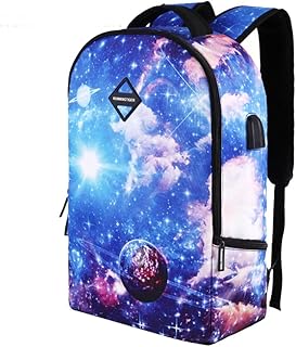 Galaxy pattern zaino scuola College borse con ricarica USB e porta cuffie leggero per escursioni in campeggio-Tipo F