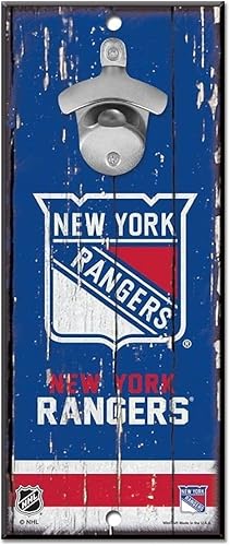 NHL New York Rangers - Abrebotellas de madera de 5 x 11 pulgadas, colores del equipo, 5 x 11 pulgadas